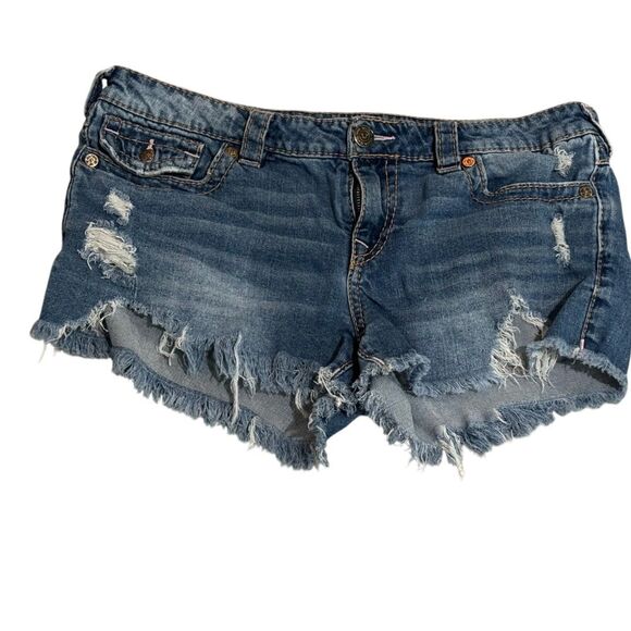 True Religion Joey Cut-Off Shorts Low Rise Size 32 - Picture 2 of 4